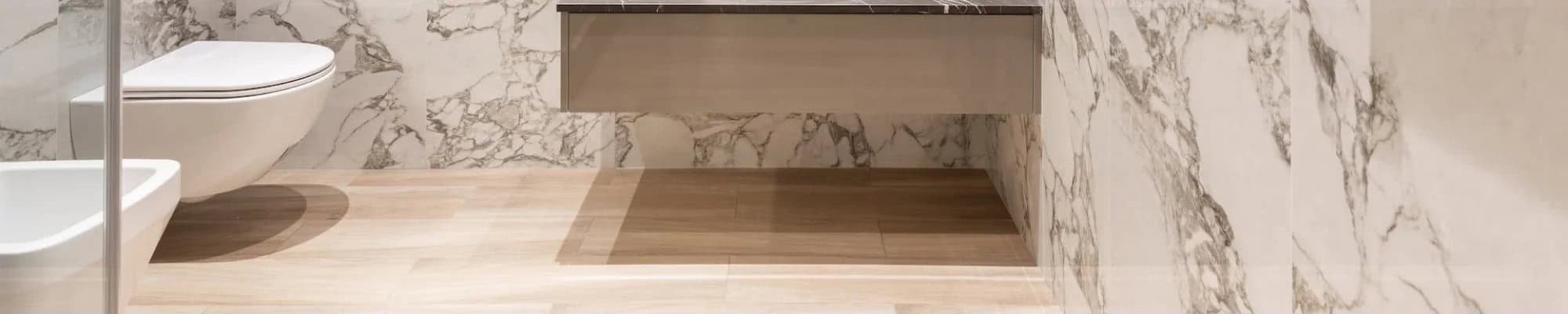 modern bathroom with dramatic tiles